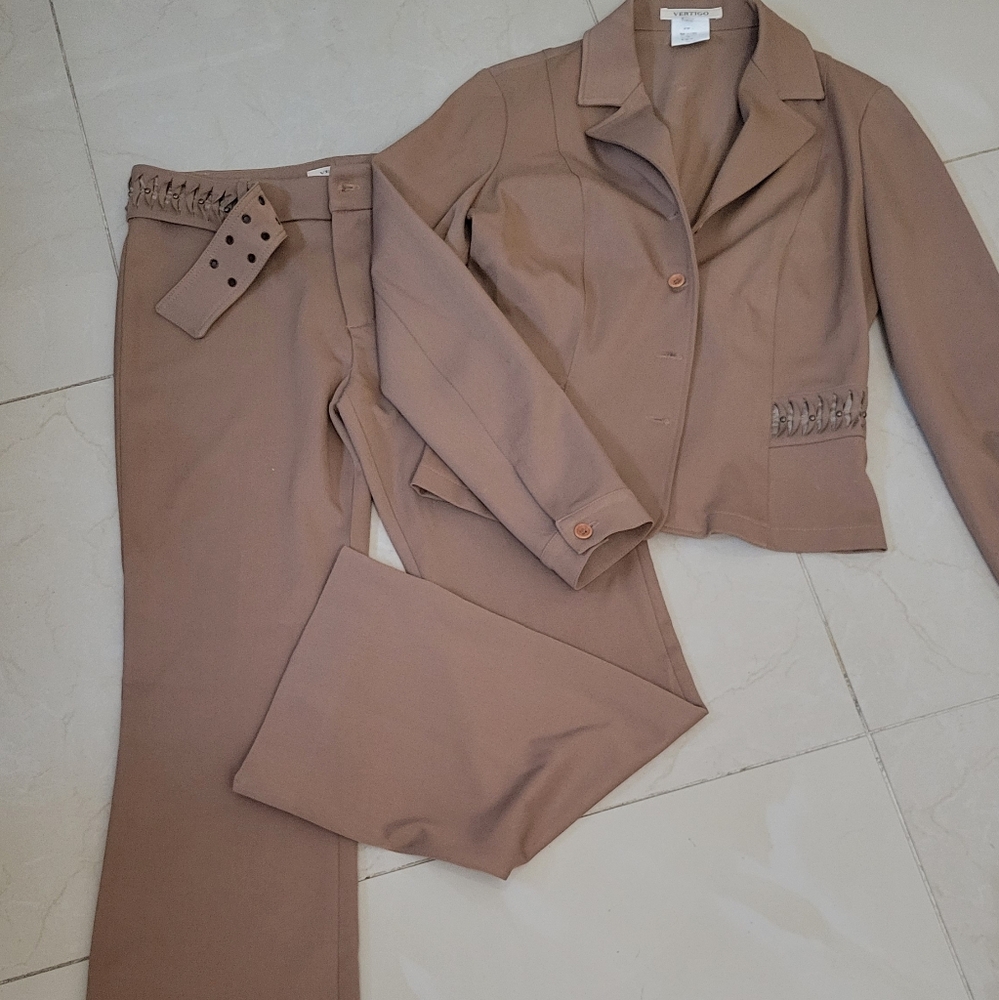 Brown 2 Piece Suit Set